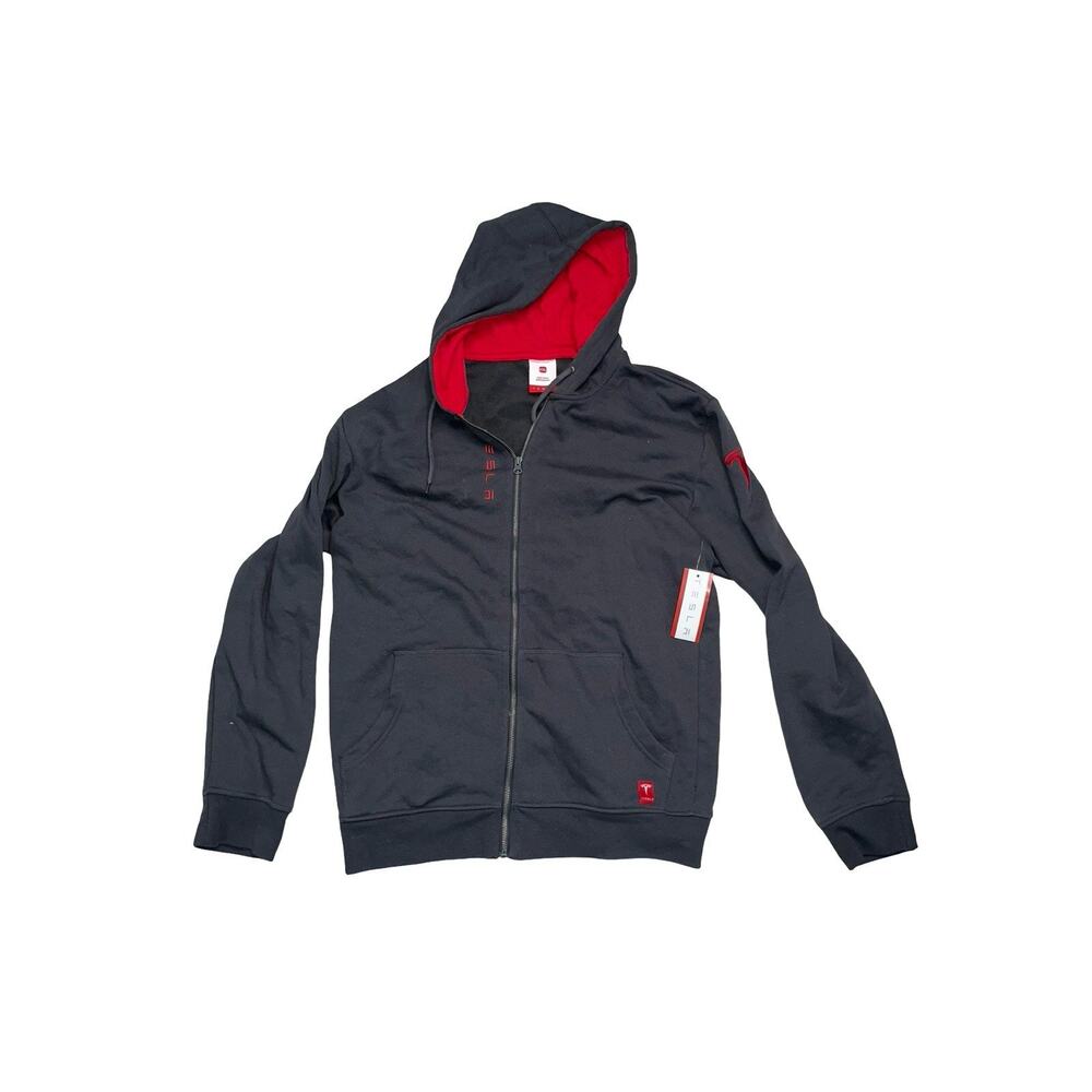 Tesla Apparel Full Zip Hoodie Gray Red Lined Mens XXL NEW w Tags